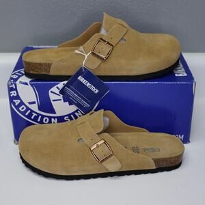 Birkenstock Clog Narrow Fit Soft Footbed Camel Suede Sand Tan Size 40 / Mens 7